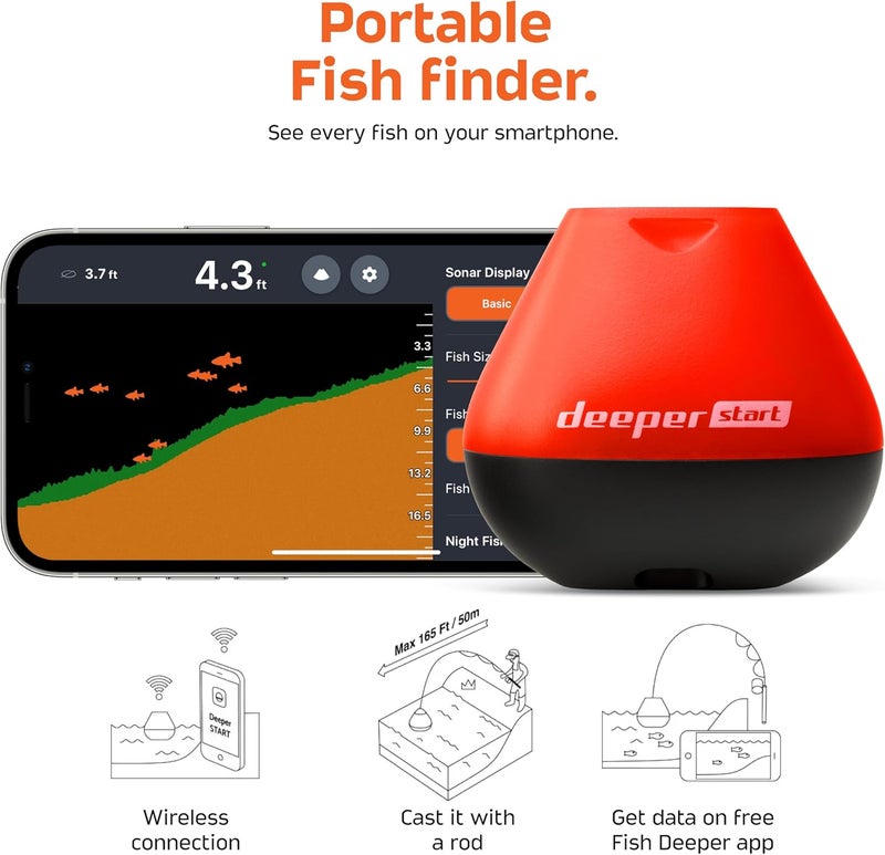 DEEPER Start Fish Finder - Portable and Depth Finder for Recreational Fishing from Dock, Shore, Bank or Kayak | Castable Smart Sonar with Free User Friendly App - Image 2